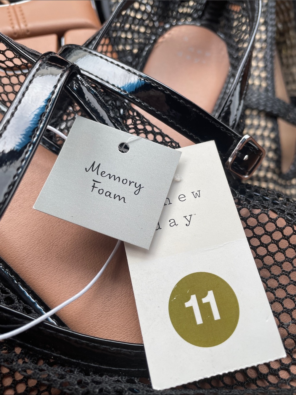 NWT a new day Jet Black/ Issa Black Mesh Mary Jane Flats - Picture 3 of 3
